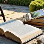 **

Prompt: A serene Italian garden, bathed in warm sunlight. An open book lies on a stone bench, beside a half-finished watercolor painting. A smartphone sits face down, ignored. Focus on natural textures and calming colors.

**